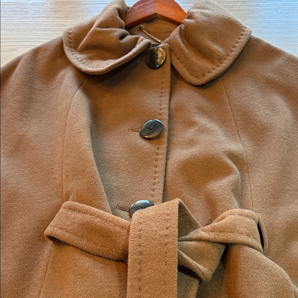 Ellen Tracy Dark Tan Cape Coat with Belt - Picture 3 of 7